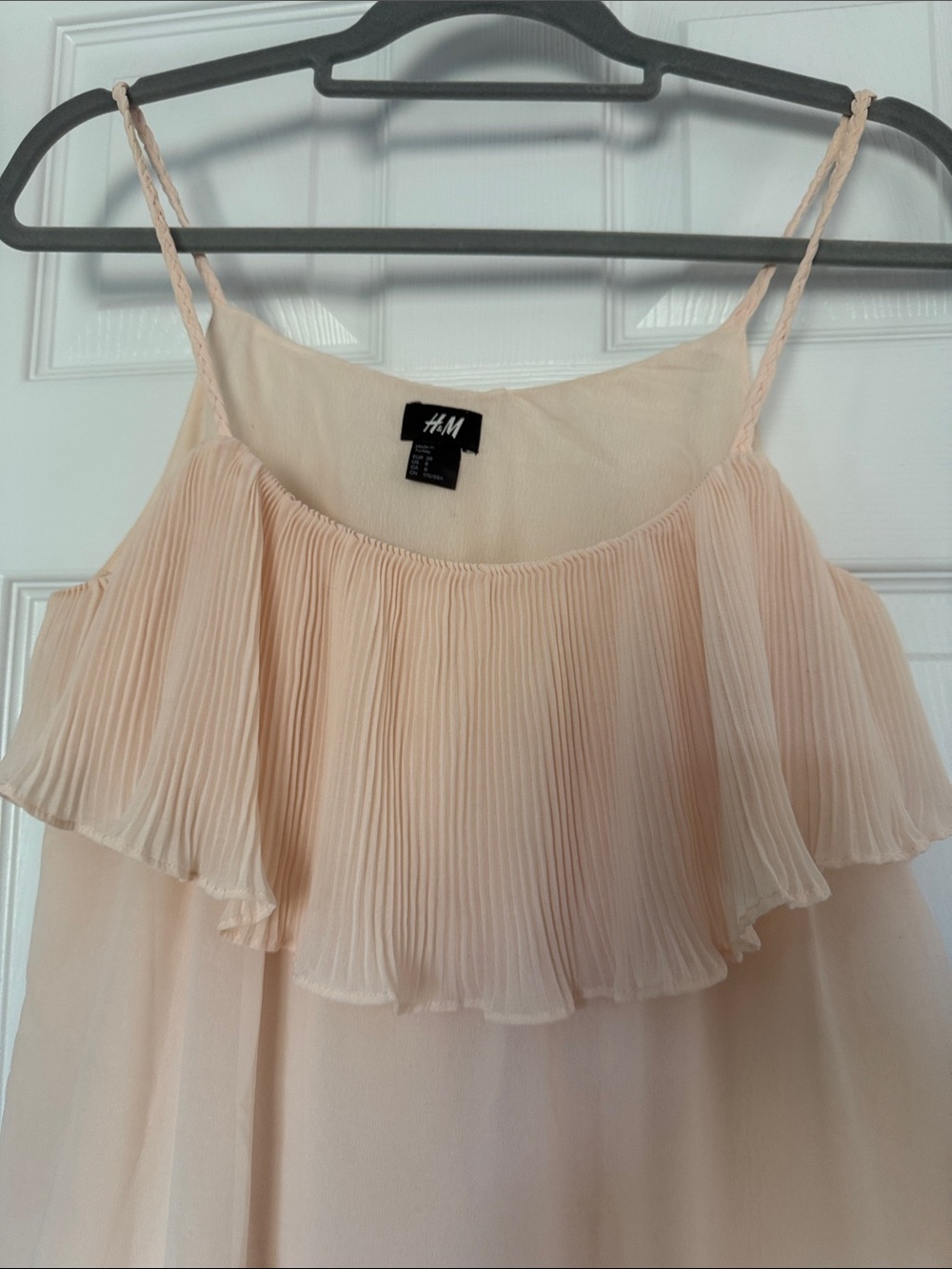 H&M Peach Pleated Ruffle Mini Slip Dress - Picture 3 of 4